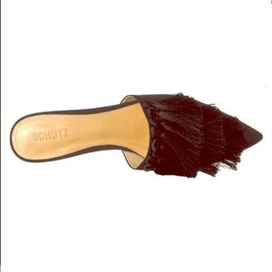 Schultz black tassel fringe mules